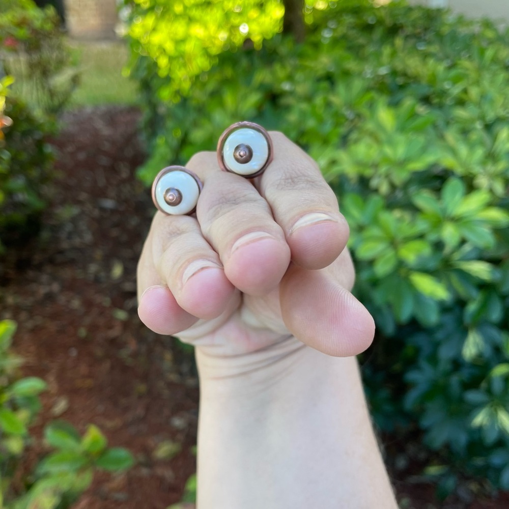 Copper eye puppet adjustable handmade rings - Picture 7 of 11